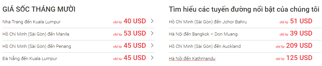 Air Asia KM tháng 10 vé từ 39 USD/chiều siêu rẻ