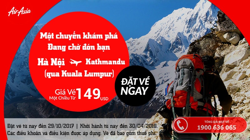 Air Asia ưu đãi vé rẻ đến Kathmandu từ Hà Nội