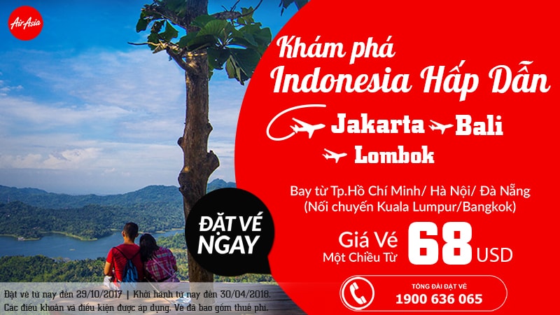 Air Asia ưu đãi vé đến Indonesia tháng 10