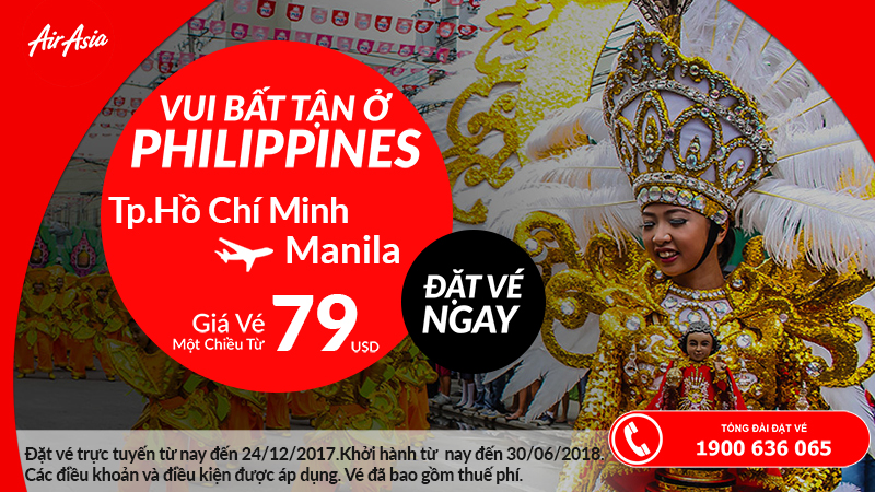 Air Asia khuyến mại vé đi Manila chỉ từ 79 USD